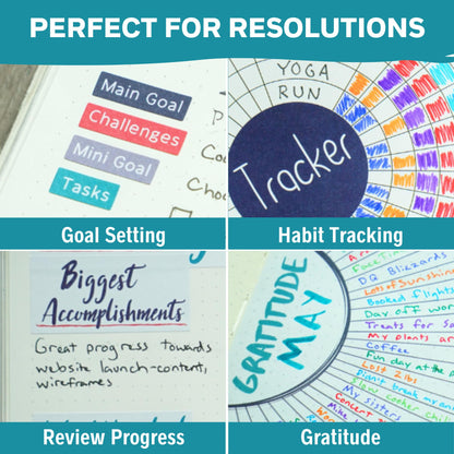 Improve Yourself Planner Stickers Set - Large Value Pack 24 Sheets Self-Improvement Sticker Pack - Goal Setting, Habit Trackers, Gratitude, Mood Tracker, Colorable Mandalas for Bullet Dotted Journals