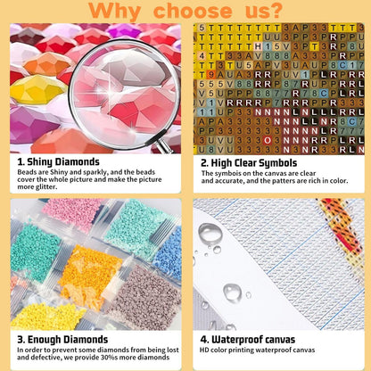 BAWKENTON 9 Pack Pink Diamond Art Kits for Adults, Girlly DIY Modern Diamond Painting Kits 5D Diamond Dots Gem Art Crafts with Tools, Hobbies for Women Crafts for Gift-10X14in