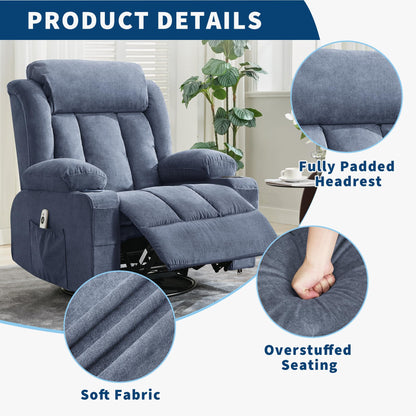 GarveeLife Rocking Recliner Chair for Nursery Glider Recliner with Cup Holder Swivel Rocker with Upholstered Deep Seat Comfy Single Sofa for Living Room Blue