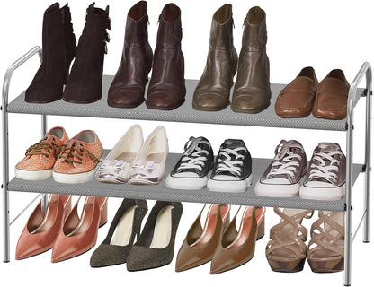 Simple Houseware 2-Tier Shoe Rack - Stylish Grey Storage Organizer for Home & Entryway