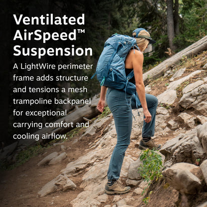 Osprey Sirrus 44L Women's Hiking Backpack - Lightweight Backpacking Pack with Waterproof Raincover - Camping Bag, Sevres Blue