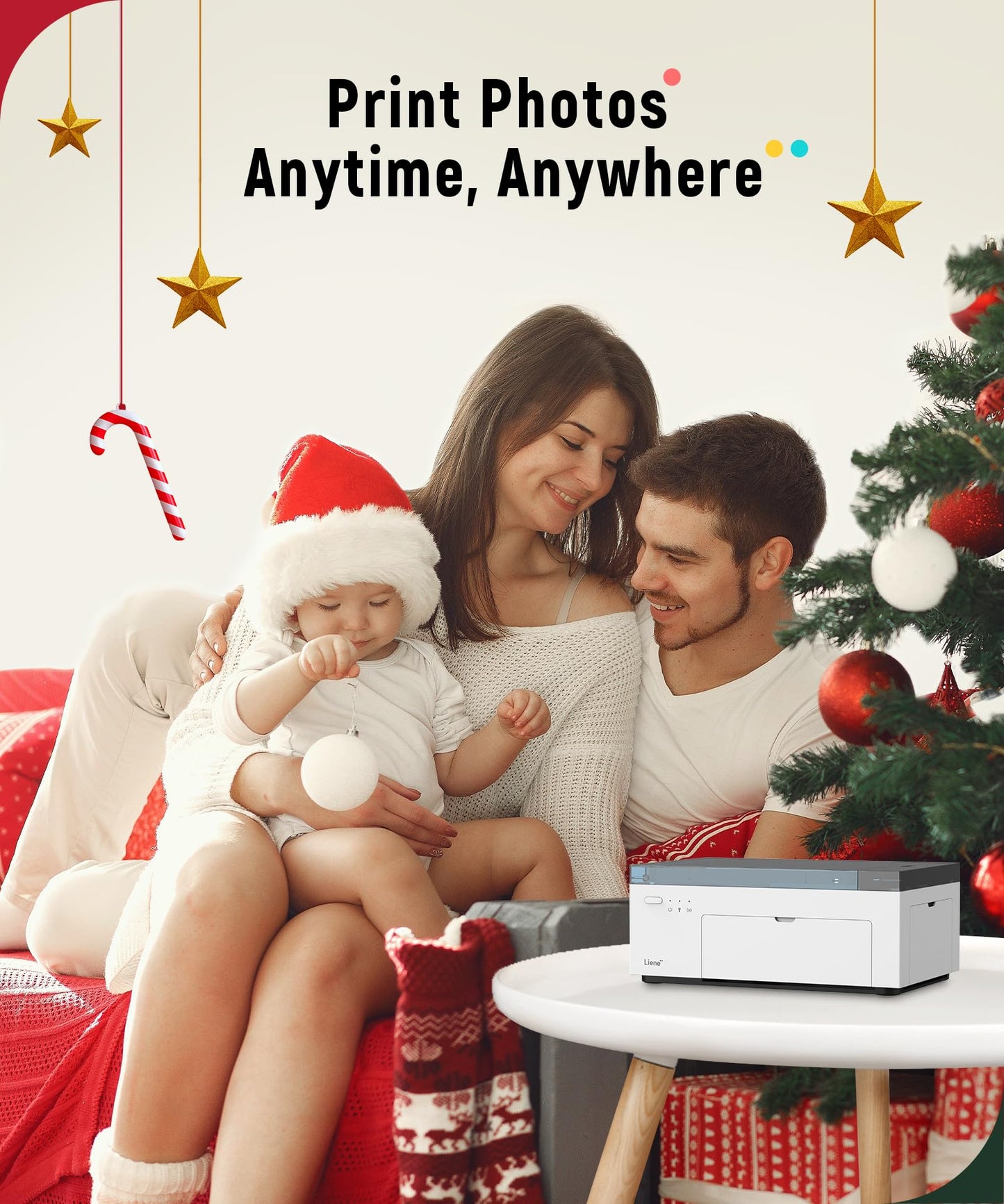 Liene M100 4x6'' Photo Printer Bundle (180 pcs +5 Ink Cartridges), Wi-Fi Picture Printer for iPhone, Android, Smartphone, Computer, Dye-Sublimation, Portable for Home Use