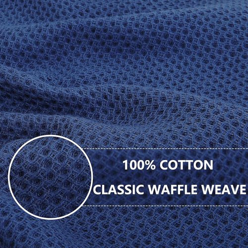 Homaxy 100% Cotton Waffle Weave Kitchen Dish Towels - Ultra Soft & Absorbent | 13 x 28 Inches, Navy Blue, 6-Pack