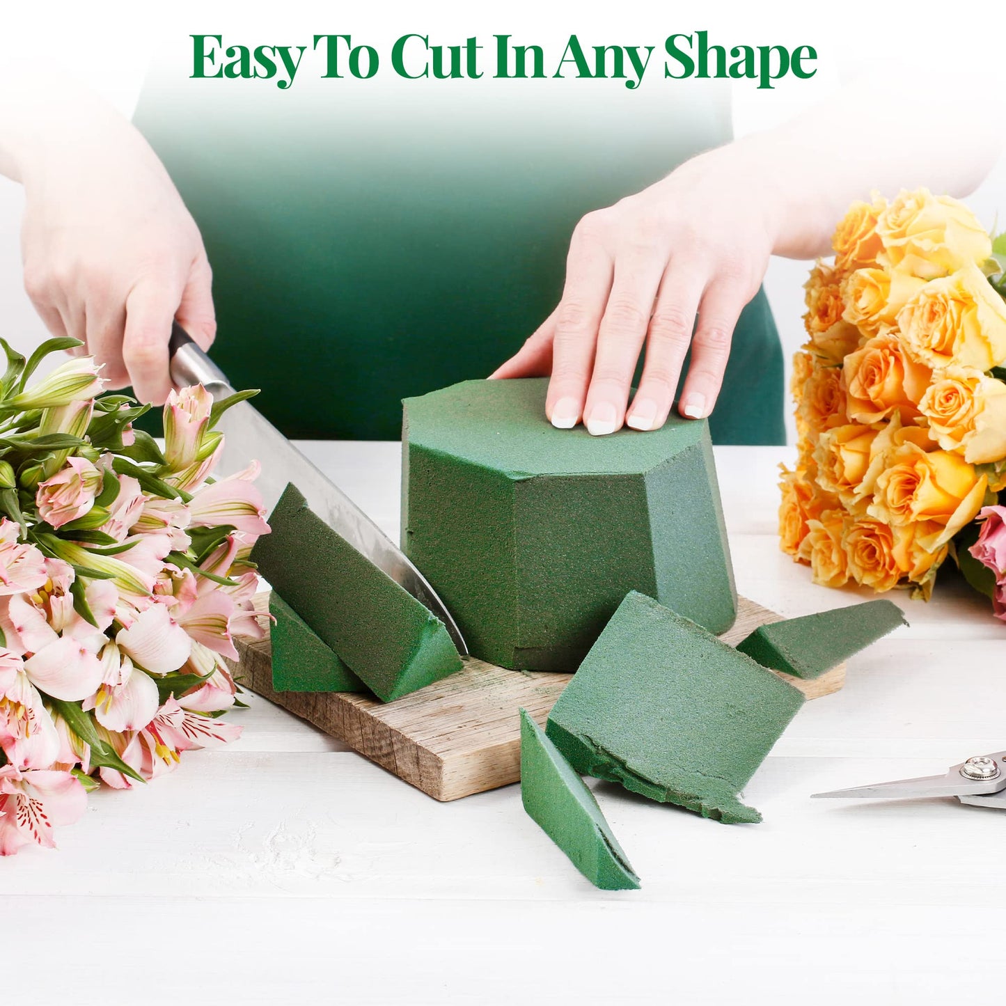 2 Pcs Floral Foam Blocks (Larger Size 9" X 4" X 3" Each) Florist Flower Foam Green Bricks Applied Dry or Wet Flower Foam Bricks Arrangement Supplies for Artificial or Fresh Flowers