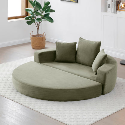 KEIKI 67" Corduroy Convertible Circular Floor Sofa Bed,Multi-Functional Adjustable Futon Couch for Living Room Apartment Office,No Assembly