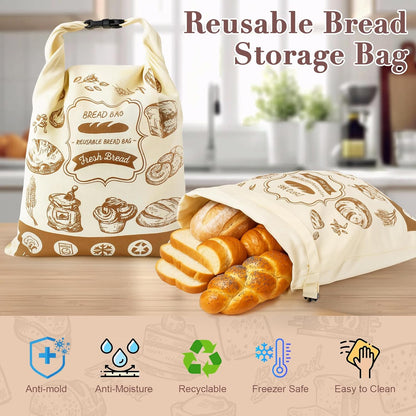 16"x12.5" 1 Reusable Bread Bags for Homemade Bread, Sourdough Bags with Foodgrade TPU Lining, Cotton Bread Bag