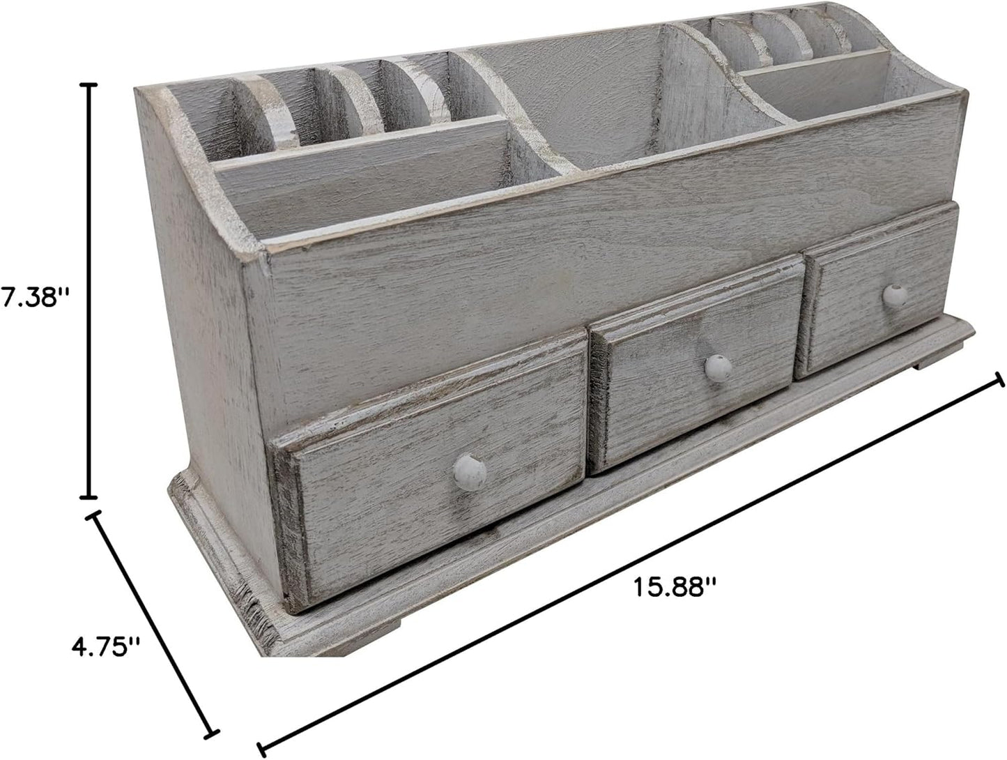 Gianna's Home Rustic Farmhouse Desk with 3 Drawer Wooden Vanity Makeup Beauty Jewelry Storage Organizer, Rustic White