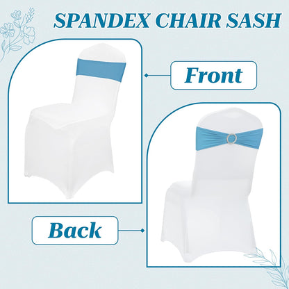 MDS Spandex Chair Sashes - Universal Fit Elastic Stretch Bands with Buckle for Weddings | Blue, Pack of 125