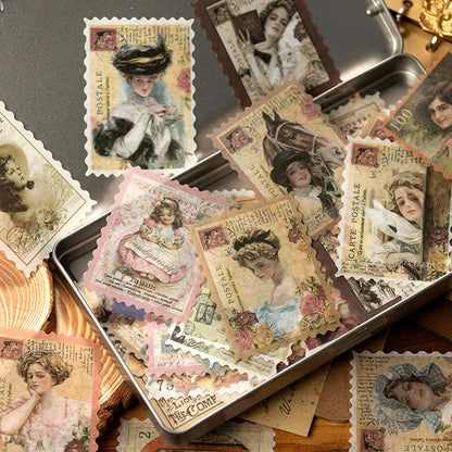 Cotrida 240pcs Vintage Postage Stamp Stickers, Aesthetic Botanical Deco Paper Sticker for Scrapbooking, Journaling Supplies, Planners, Kid DIY Art Crafts, Bullet Journal