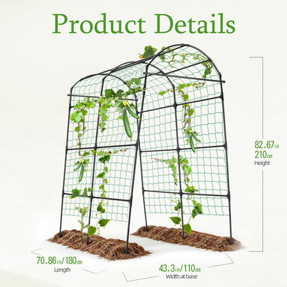 Yotoworth Garden Arch Arbor Trellis for Climbing Plants Outdoor, 7.8 ft Extra Tall Cucumber Trellis Raised Bed Climbing Vine Plant Support, Grape Vegetable Tomato Pumpkin Peas Bean, Black