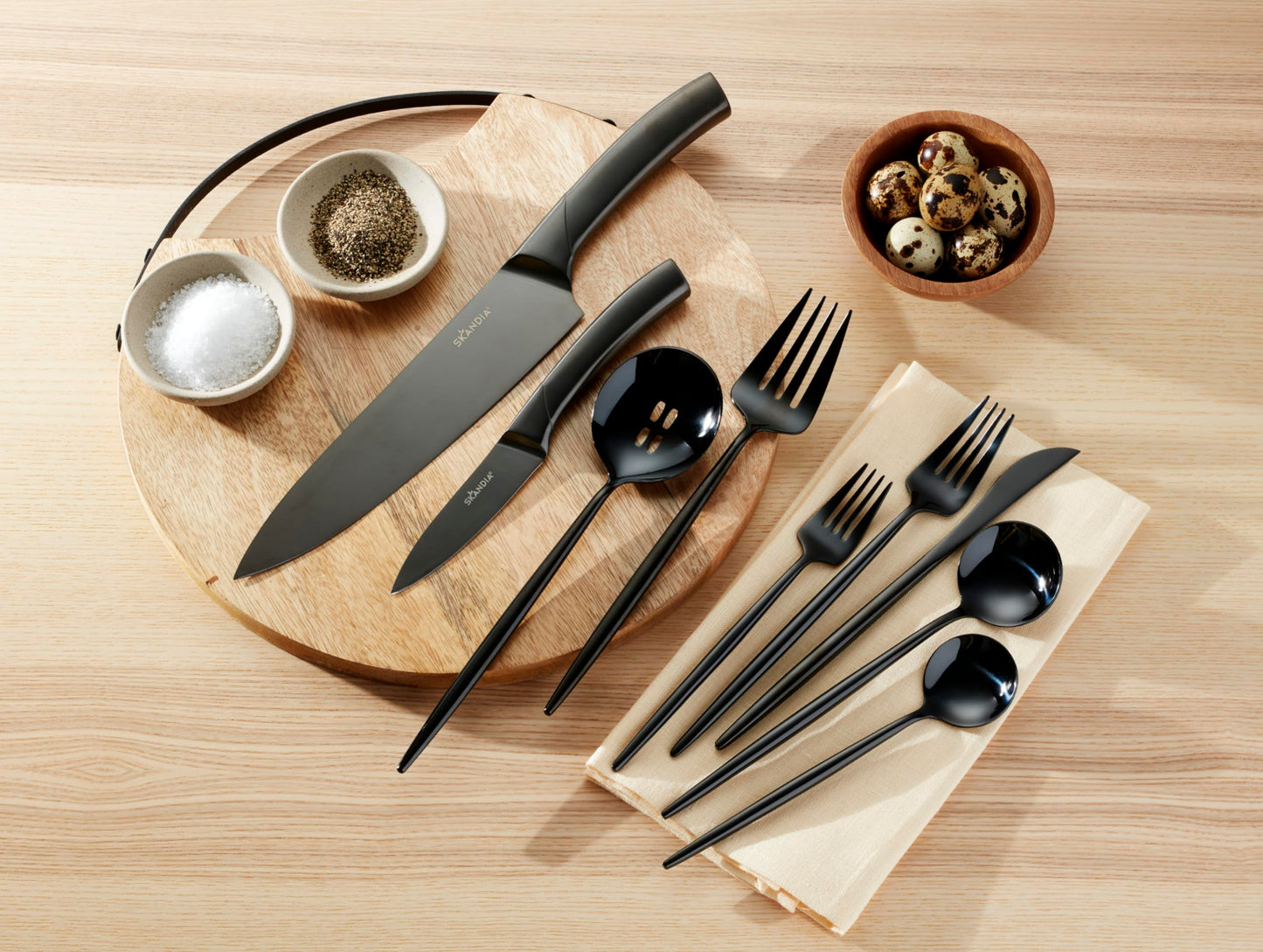 Hampton Forge 894757 Skandia Zephyr Black 45 Piece Flatware Set