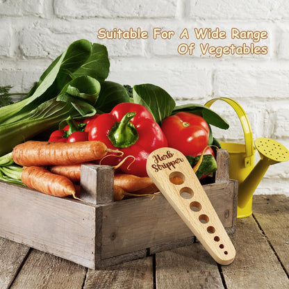 Herb Stripper Wooden Vegetable Leaf Remover Rustic Safe Kitchen Tool Cooking Gifts for Chefs and Housewives (Wooden)