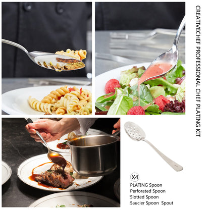 CREATIVECHEF 10 PCS Plating Tools Culinary Set Contains Kitchen Tweezers Spatula Sauce Plating Spoon（Black）