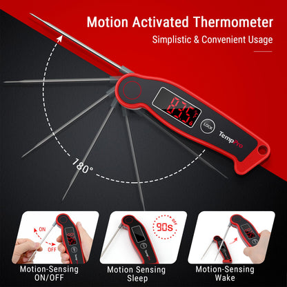 TempPro TP19 Waterproof Digital Meat Thermometer for Grilling with Ambidextrous Backlit & Thermocouple Instant Read Kitchen Cooking Food Thermometer for Candy Oil BBQ Smoker (Previously ThermoPro)