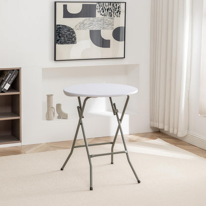 BTEXPERT Set of 10, White 24" Round Plastic Folding Table Commercial Portable for Picnic Party Camping Banquet Card Dining Wedding Event Home Kitchen Indoor Outdoor, 30" Height