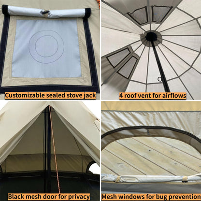 DANCHEL OUTDOOR B2 Portable Yurt with Footprint Tarp for All Year Living, 4 Season Bell Tent 4/6 Person Family Camping Glamping Party 300D Oxford Khaki,4m/13ft