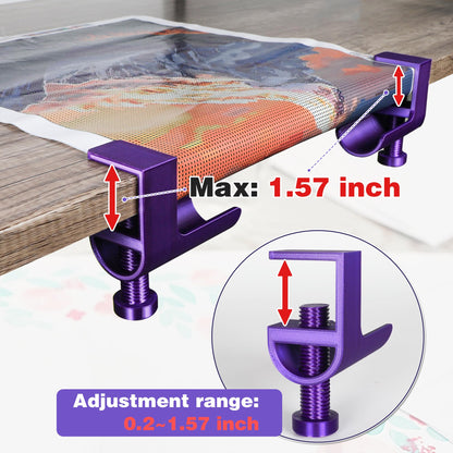 Diamond Painting Canvas Roll Holder,Adjustable Diamond Painting Canvas Table Clamp for Diamond Painting,Accessories and Tools for DIY Diamond-Painters,2 Pack(Purple)
