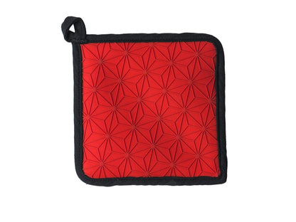 Lodge 6.5 Inch 2 in 1 Silicone and Fabric Trivet/Potholder - Dishwasher Safe Trivet Designed for Universal Use - Reusable Heat Protection up to 450° - Red and Black