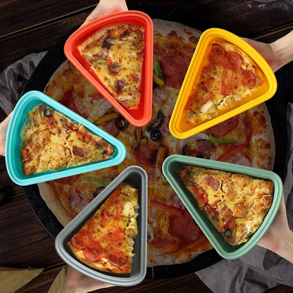 Reusable Silicone Pizza Slice Storage Container - Fits Single Slice up to 16”, 2 Sets (2 Red) with Air-tight Lids