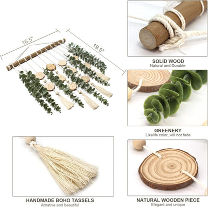 16.5 inch Artificial Eucalyptus Wall Decor Fake Greenery Leaves Stems Wall Hanging Plants on Wooden Stick Boho Rustic
