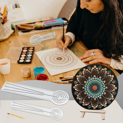 DAFENCHI 3-in-1 Mandala Ruler Tool with Holes, Mandala Dot Art Circle Maker, Compass Protractor Straight Ruler for Dot Art Geometric Mandala Pattern Design, Medium Size (30cm/12)