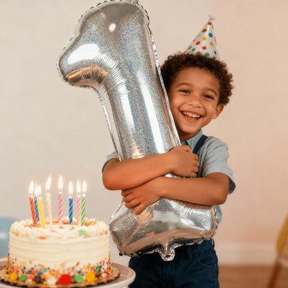 Laser Silver Number 2 Balloon - 40 Inch Birthday Decoration for Second Birthday Party Supplies