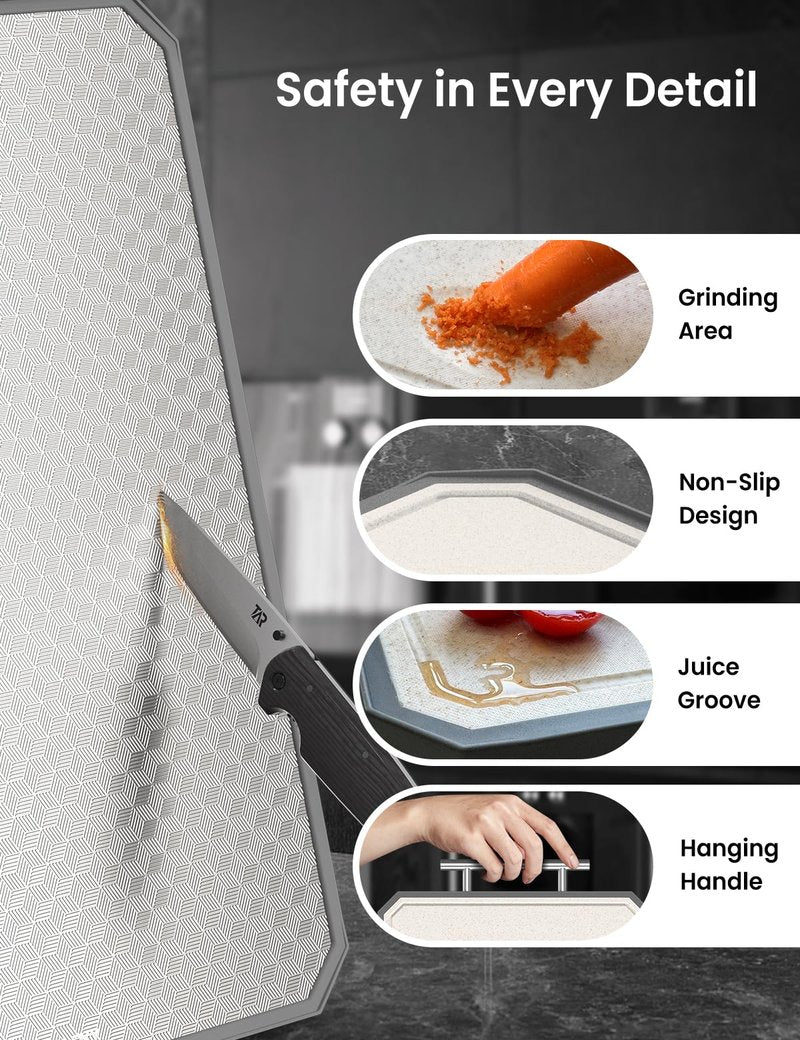 Callsky Cutting Board for Kitchen, Non Toxic Titanium Cutting Board, Double-Sided Metal Chopping Board with Juice Groove, Cutting Boards for Meat, Vegetables and Fruits, Dishwasher Safe Large 16”×11”