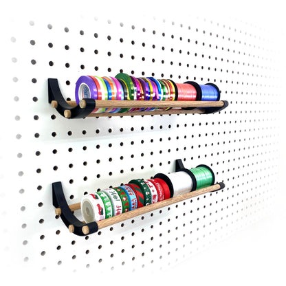 PEGGY Pegboard Accessory Hook and Dowel Organizer Storage for Tape, Steel Wire Spools, Ribbon, Crafts, Hobby, 12” kit (1PK Black)