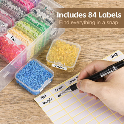 Bead Organizer Box, 31 Pcs Small Clear Bead Organizers and Storage, Mini Diamond Storage Containers Boxes with Hinged Lids and Labels, Craft Organizer for Jewelry, Bracelet, Small Parts, Nail Art