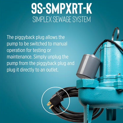 Little Giant 9S-SMPXRT-K 4/10 HP, 115-Volt, 6000 GPH Pre-Packaged Simplex Sewage Basin/Pump System - Assembly Required, Black/Blue, 509074