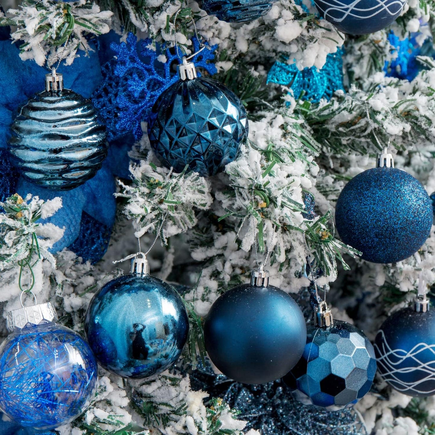 XmasExp 60mm Christmas Ball Ornaments, Shatterproof Decorations for Xmas Tree Balls, 24ct (Blue, 2.36")