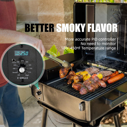 Z GRILLS 2026 200A Table Top Wood Pellet Grill, Pellet Smoker with PID V3.0 Controller, Meat Probes, 202 sq.in Cooking Area, Fit for RVs, Road Trips & Apartments