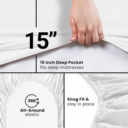 '-1 Utopia Bedding King Fitted Sheet - Bottom Sheet - Deep Pocket - Comfy Microfiber - Easy Care Fitted Sheet Only