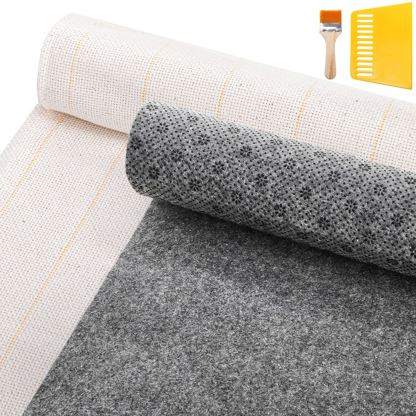 Yarlung 2 Pack 79"x59" Tufting Cloth and 79"x40" Final Backing for Rug Tufting, Large Yellow Marked Lines Monks Cloth with Non Slip Backing for Tufting Gun, Cut Pile, Tufting Supplies