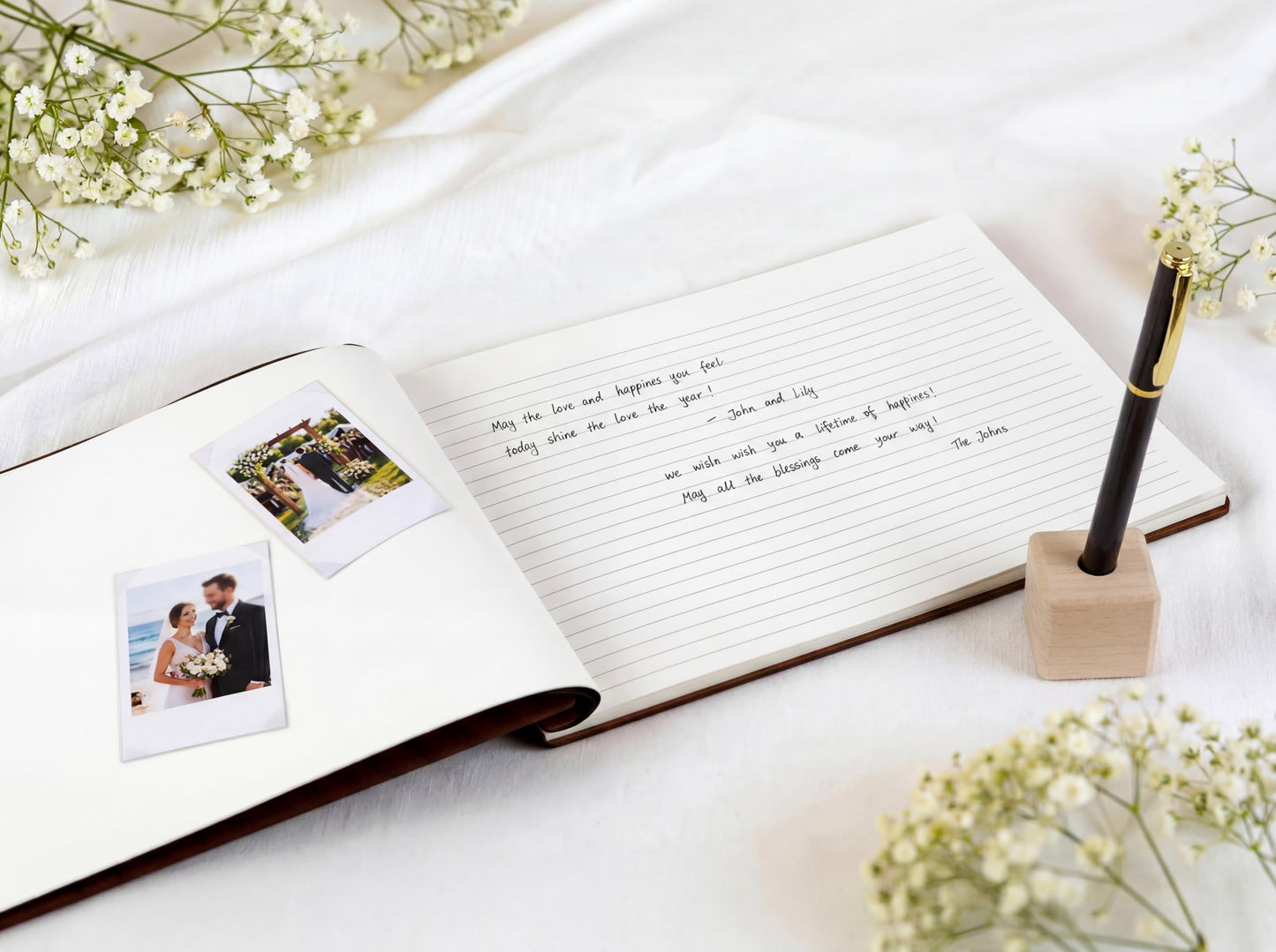 Aspen Studio Guest Book with Signing Pen with Photo of Polaroid for Wedding Book and Memorial Occasions Guest Signing Book for Wedding, Memory Guest Book