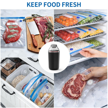 BAMCOO Handheld Vacuum Sealer, Sous Vide Vacuum Pump, Rechargeable Hand Held Vacuum Sealer for Food Storage, Camping, Sous Vide, Reusable Vacuum Bags Compatibility, Black(Pump Only)