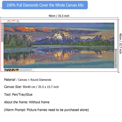 JATOK 5D Diamond Painting Kits for Adults DIY Large Mountain Full Round Drill (35.5 x 15.7 inch) Crystal Rhinestone Embroidery Pictures Arts Paint by Number Diamond Art Kits for Home Wall Decor