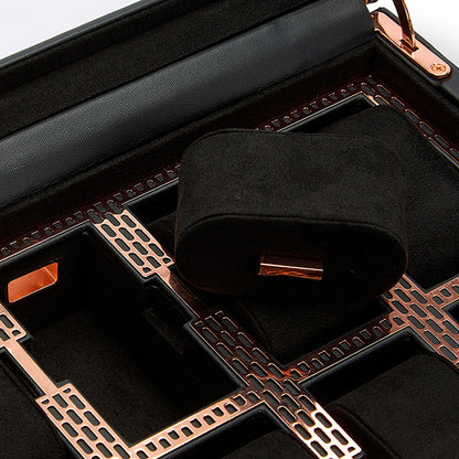 WOLF Axis 15-Piece Watch Box, Copper - Features 15 Watch Compartments, Lock and Key, Suspended Watch Cushions & Smart Watch USB Port