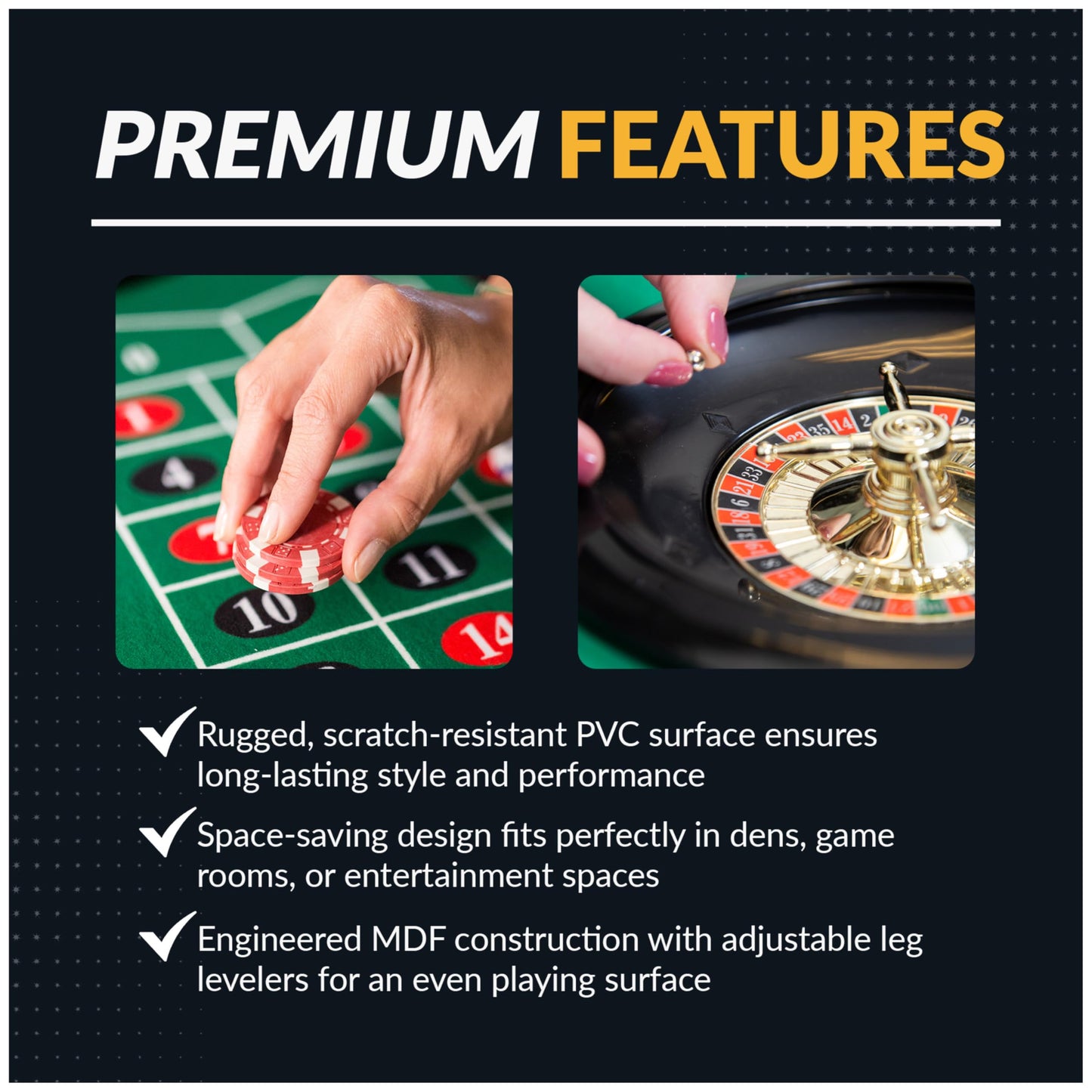 Hathaway Classic Monte Carlo 4 in 1 Casino Game Table - Includes Craps Table, Roulette Table Top, Blackjack Table Top Which Can Be Used as Poker Table Top, Bar Table Top, & Complete Game Accessories