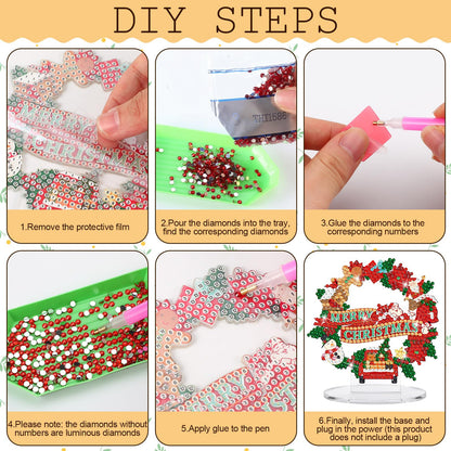YooNotee 12 Sets Interchangeable Seasonal Diamond Art Tabletop Decorations Holiday Diamond Art Painting Kit with 12 Acrylic Base for Table Tiered Tray Decor Craft Graduation Centerpiece (Wreath)