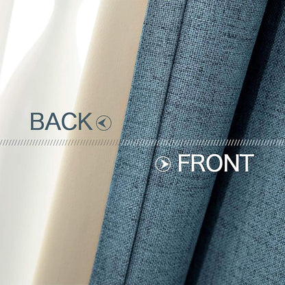 MIULEE Blackout Curtains - 100% Thermal Insulated Linen Texture Drapes | Dusty Blue, 52x54 Inch (2 Panels)