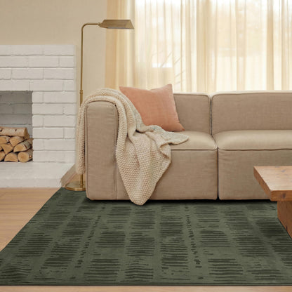 Revival Rugs Shell 8'x10' Area Rugs for Living Room Bedroom Dining Room - Washable, 100% Recycled, Oeko-TEX Certified, Modern, Medium Pile, Green