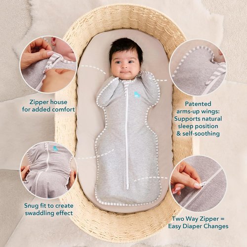 Love to Dream Swaddle UP - Baby Sleep Sack for Self-Soothing | Snug Fit, 1.0 TOG, Small 8-13lbs, Powder Pink Twinkle