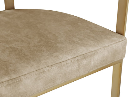 Meridian Furniture 596Beige-C Marcello Collection Modern | Contemporary Velvet Upholstered Counter Height Stool with Brushed Brass Iron Frame, 22.5" W x 20" D x 35.5" H, Beige, Set of 2