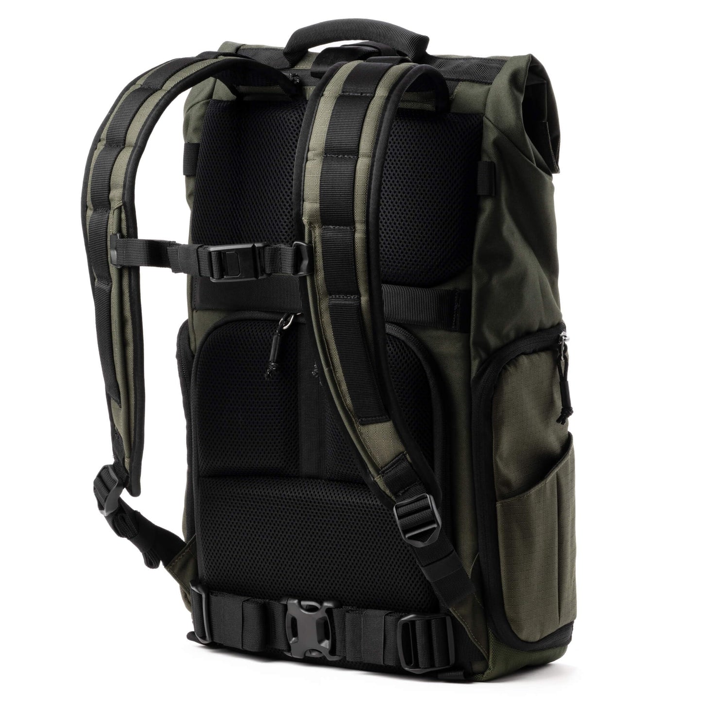 Think Tank FocusPoint 30L RollTop Camera Backpack - Greenway: Expandable Travel & Camera Backpack with Laptop Sleeve, Quick Side and Back Access, Rain Cover – Versatile Photography & Travel Bag