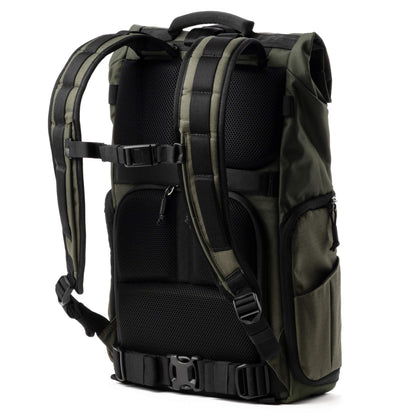Think Tank FocusPoint 30L RollTop Camera Backpack - Greenway: Expandable Travel & Camera Backpack with Laptop Sleeve, Quick Side and Back Access, Rain Cover – Versatile Photography & Travel Bag