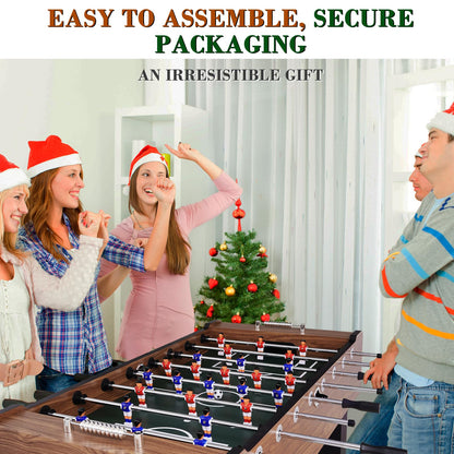REAHOISY 58 Inch Large Size Foosball Table Adult Size, Full Size Soccer Game Table w/2 Balls, Leg Levelers & Heavy-Duty Legs, Durable Arcade Football Table for Game Room, Home, Office, Party (Brown)