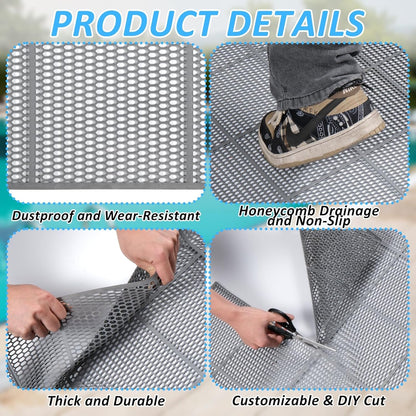 3 x 40FT Drainage Pool Flooring Mats Non Slip Swimming Pool Mat PVC Splash Matting Mesh Hollow Doormat Roll for Outdoor Indoor Garage Restaurant Sauna SPA Heavy Duty Commercial Anti Slip Floor Mats