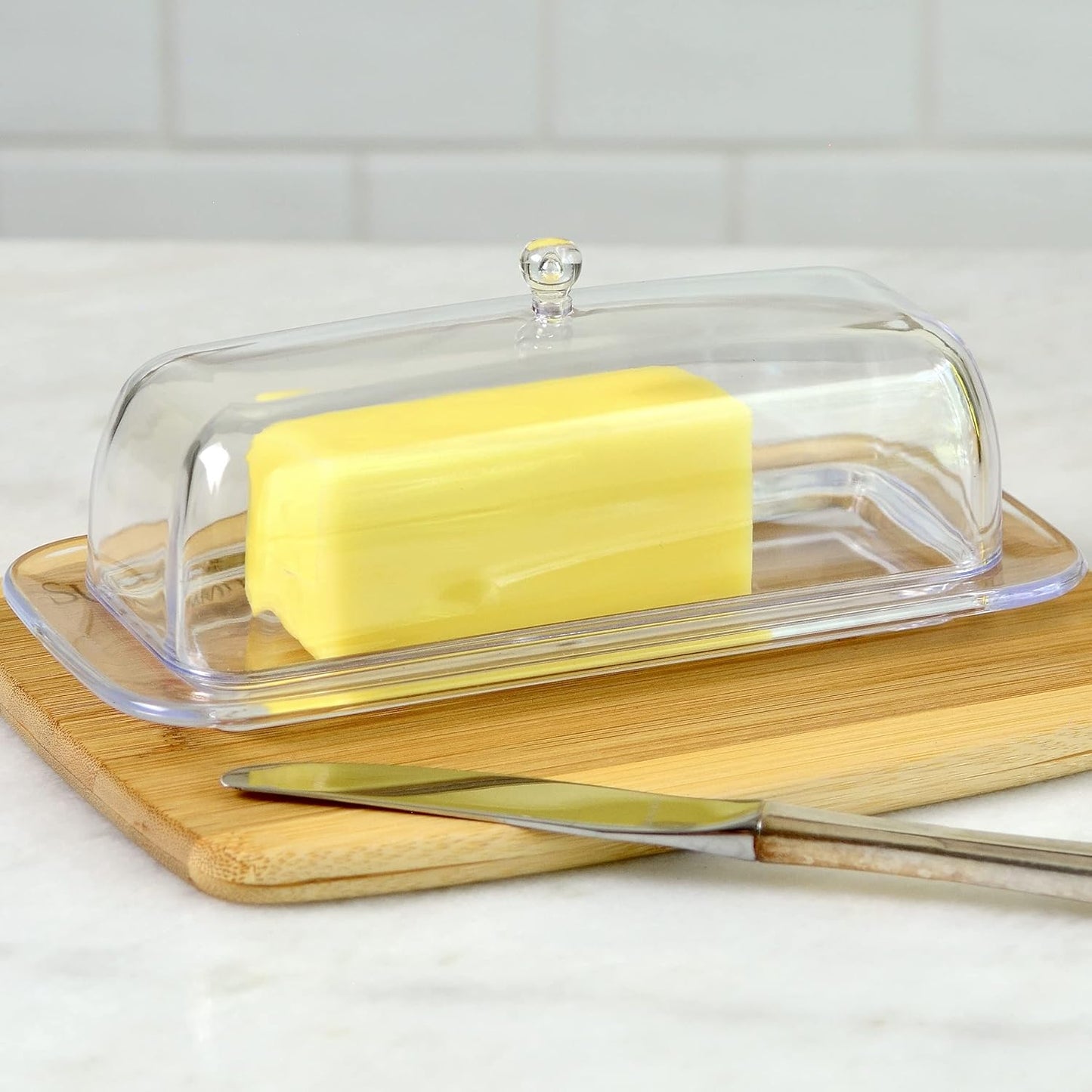 Youngever Plastic Butter Keeper, Reusable Clear Butter Dish with Lid