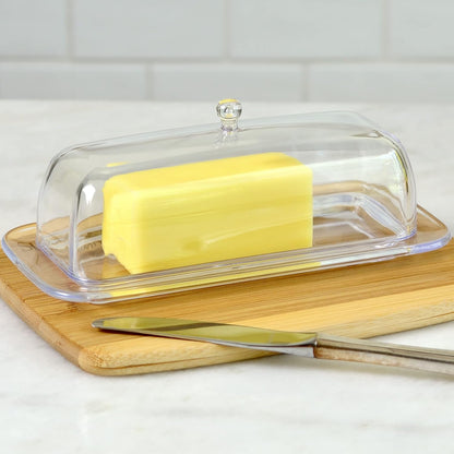 Youngever Plastic Butter Keeper, Reusable Clear Butter Dish with Lid